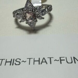 Ring Smokey Topaz Rhodium Plating Size 7 New